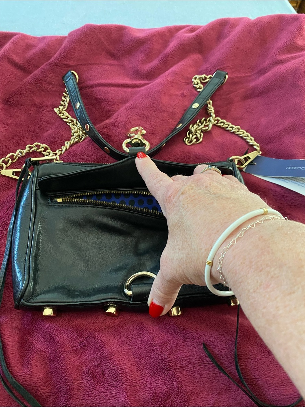 NWOT Rebecca Minkoff Black Italian leather MINI MAC with Gold Hardware - Picture 4 of 10